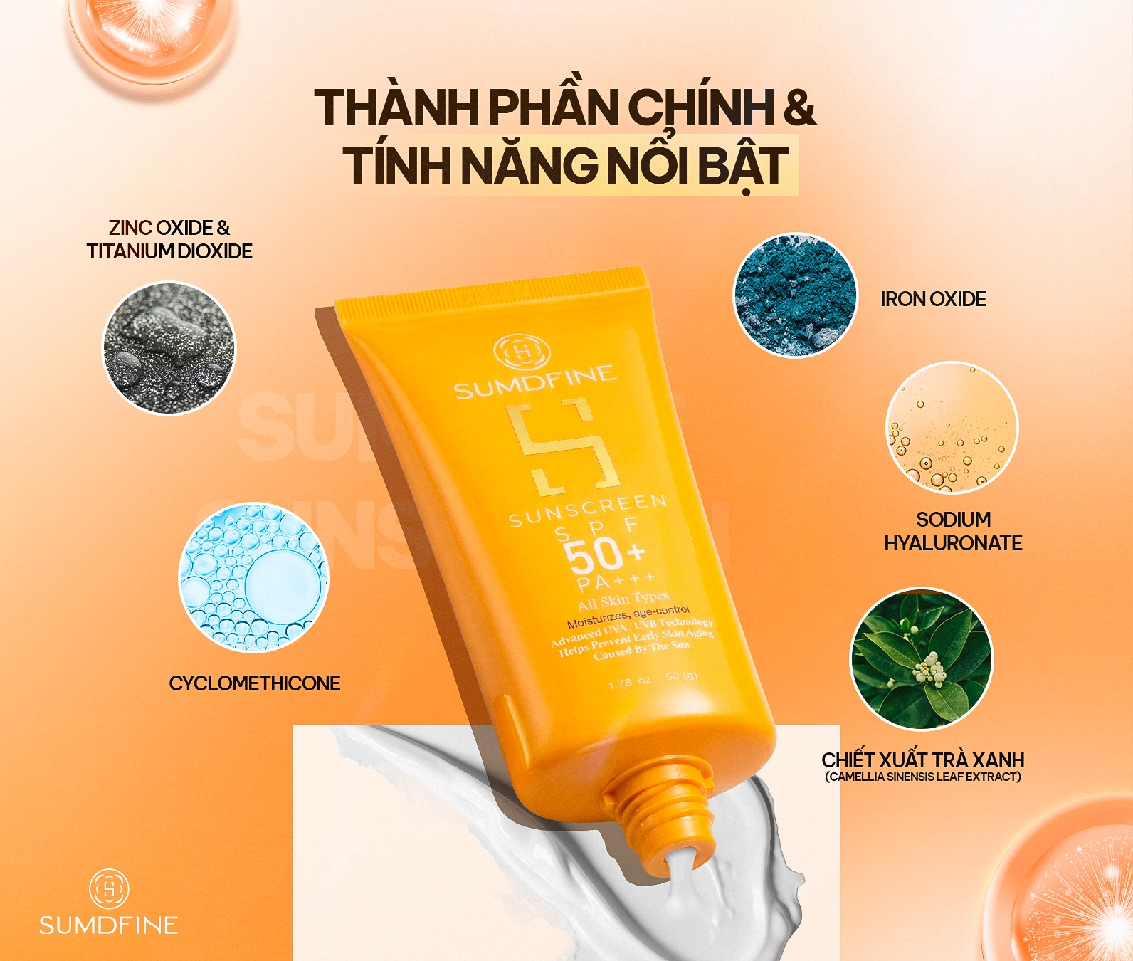 Thành phần trong kem chống nắng Sumdfine Sunscreen