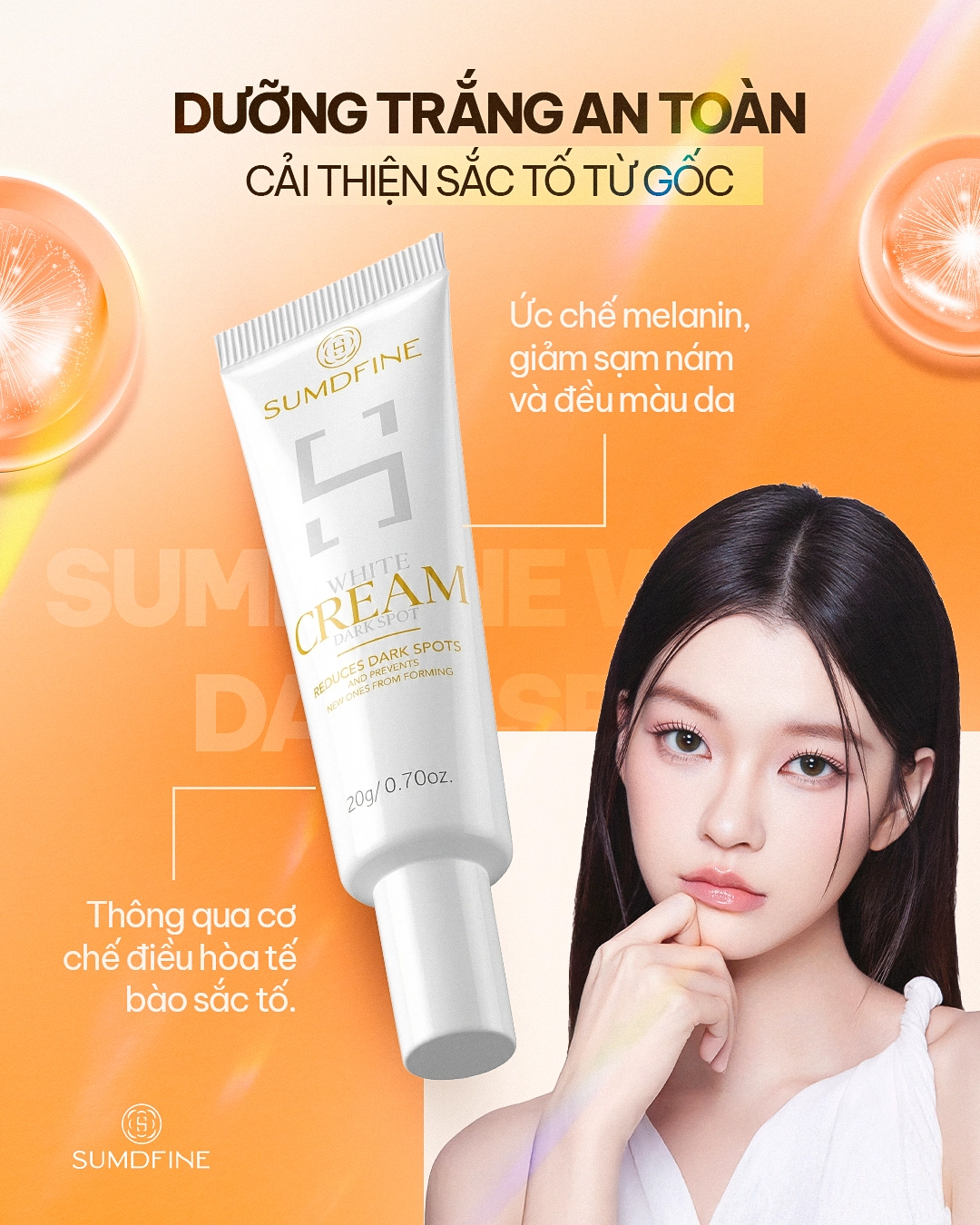 Kem trị nám Sumdfine Dưỡng trắng an toàn, cải thiện sắc tố từ gốc.