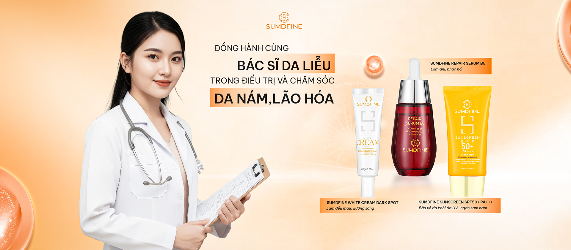 Dược mỹ phẩm Sumdine - thương hiệu Hàn Quốc uy tín 40 Sumdfine - Đồng hành cùng bác sĩ da liễu trong điều trị nám, chống lão hóa