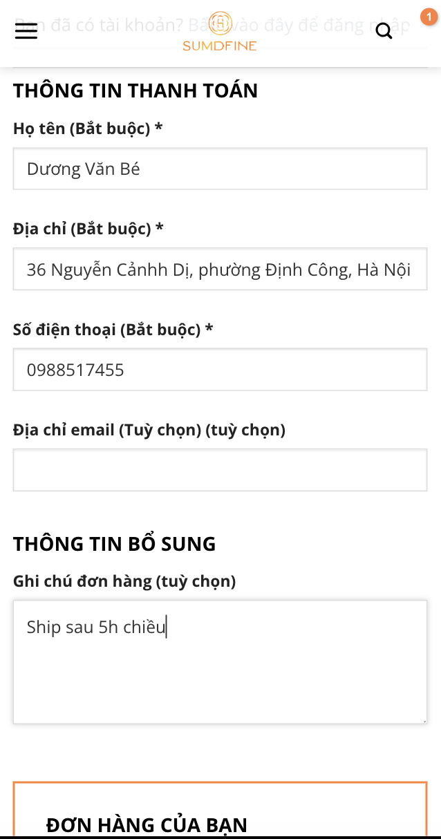 Hướng dẫn mua hàng và thanh toán tại Sumdfine.com 3 Cách đặt mua hàng trên Sumdfine.com