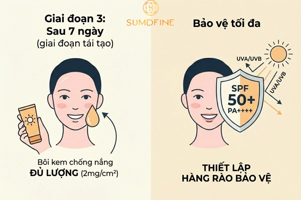 Giai đoạn có thể thoa kem chống nắng sau peel da