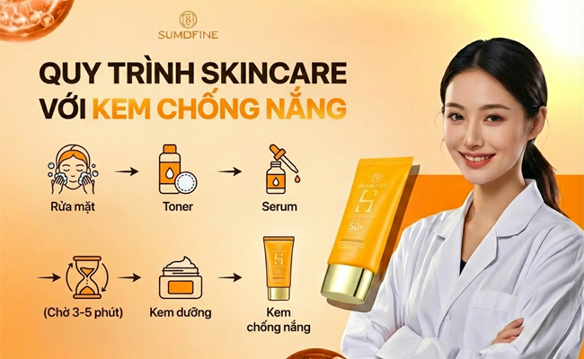 Quy trình skincare với kem chống nắng