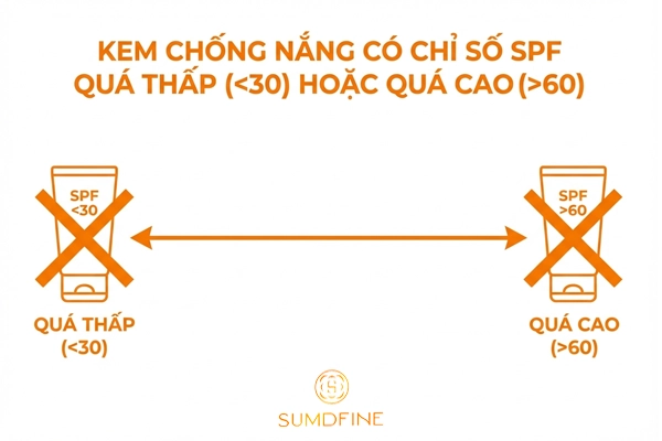 Kem chống nắng spf quá cao hoặc quá thấp