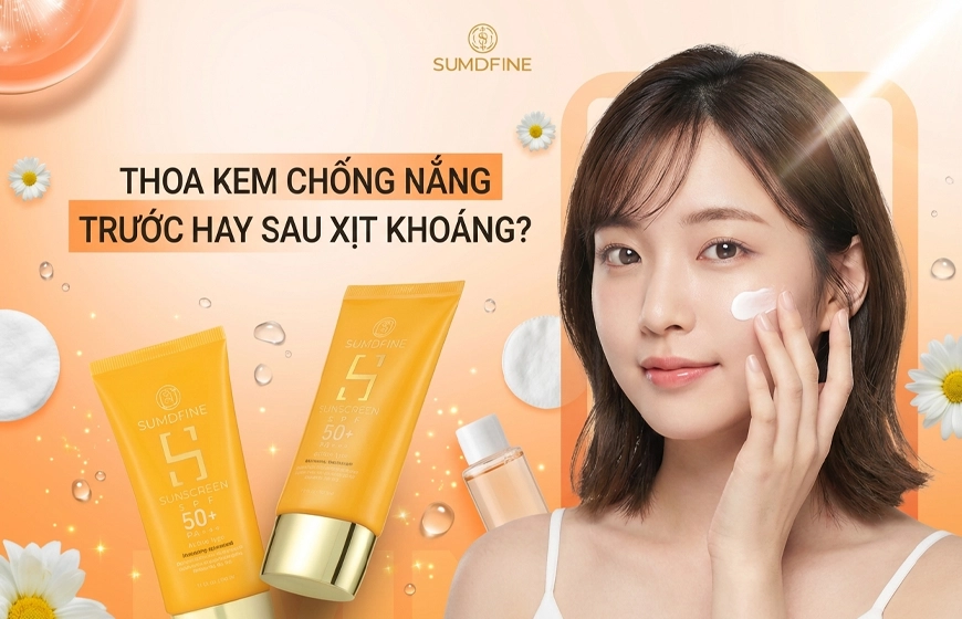 Thoa kem chống nắng trước hay sau xịt khoáng
