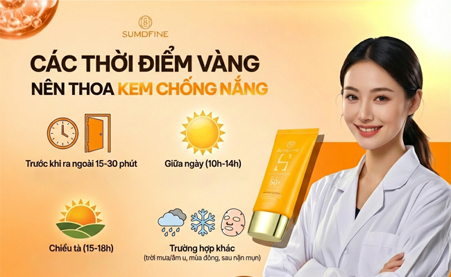Thời điểm nên thoa kem chống nắng