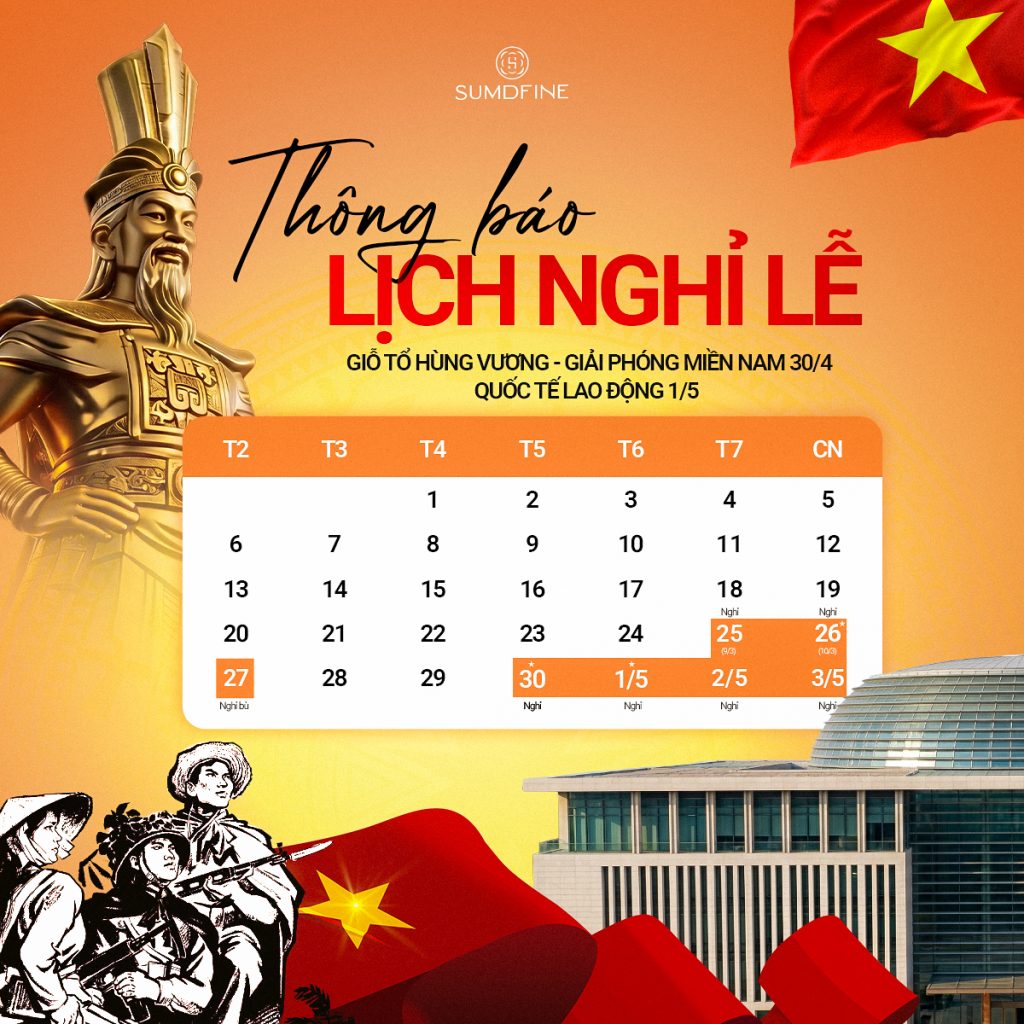 Lịch nghỉ lễ giỗ tổ Hùng vương, 30/4 - 1/5