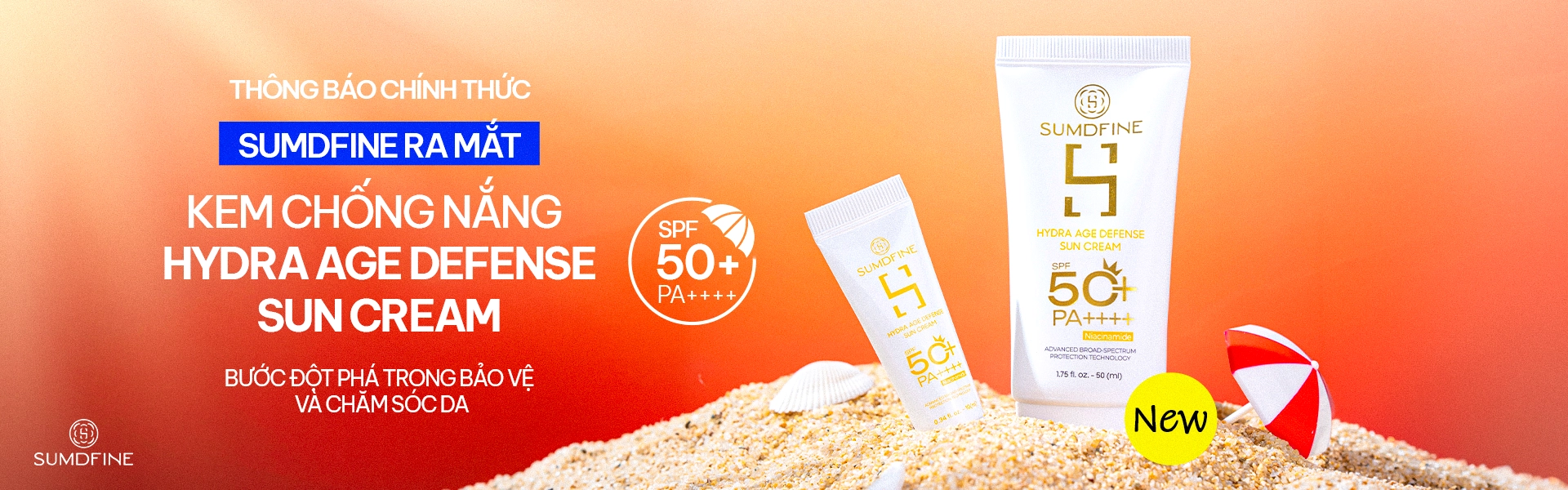 Sumdfine Hydra Age Defense - Kem chống nắng 7 màng lọc thế hệ mới
