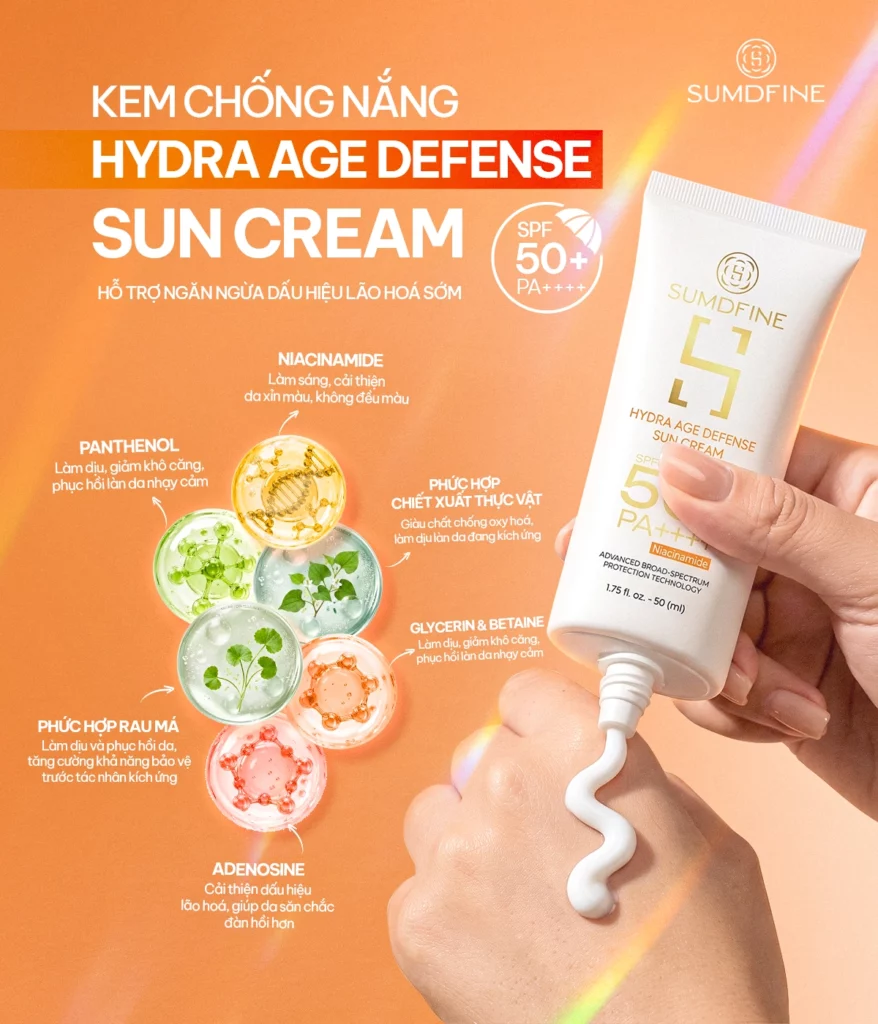 Top 9 kem chống nắng chống lão hóa (chống UVA), trẻ hoá làn da hiệu quả 2 Sumdfine Hydra Age Defense Sun Cream - Kem chống nắng hỗ trợ chống lão hoá