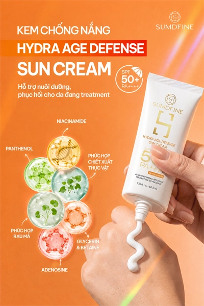 Kem chống nắng cho da treatment - Sumdfine Hydra Age Defense Sun Cream