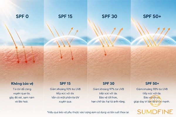 SPF là gì? Hiểu đúng về chỉ số SPF trên kem chống nắng 2 Các mức bảo vệ da tương ứng của chỉ số SPF
