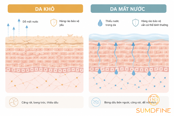Cần phân biệt da khô hay da đang thiếu nước