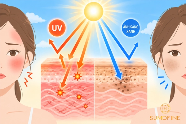 Phân biệt tia UV và ánh sáng xanh: Cái nào hại da hơn? 4 Ảnh hưởng của tia uv và ánh sáng xanh
