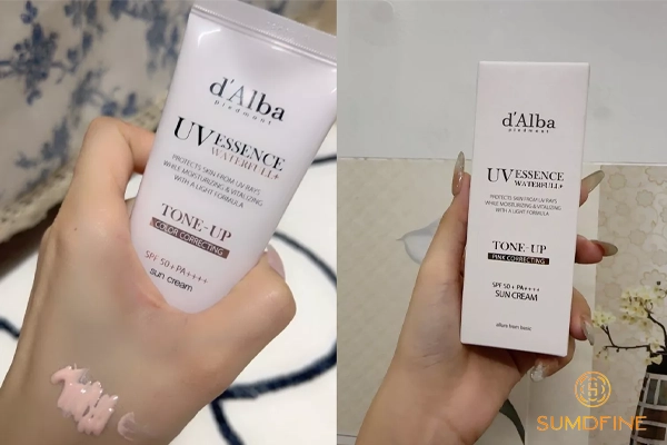 d'Alba Waterfull Tone-up Sun Cream SPF50+ PA++++ review kem chống nắng lai