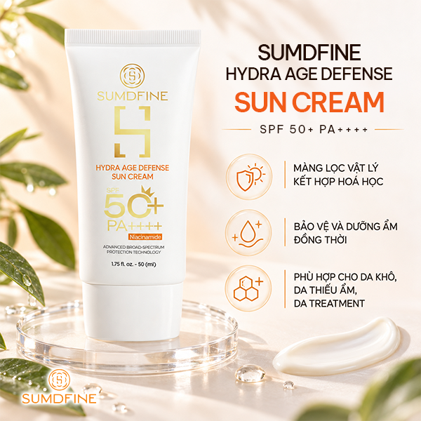 Kem chống nắng vật lý lai hoá học Sumdfine Hydra Age Defense